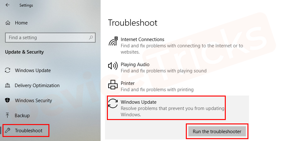Now click to Run the troubleshoot.