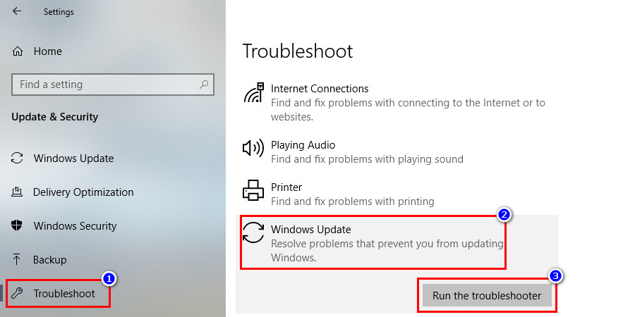 Now, on the right panel, select Windows Update and click on Run as Administrator. This makes troubleshooter work with administrative privileges to check and fix errors.
