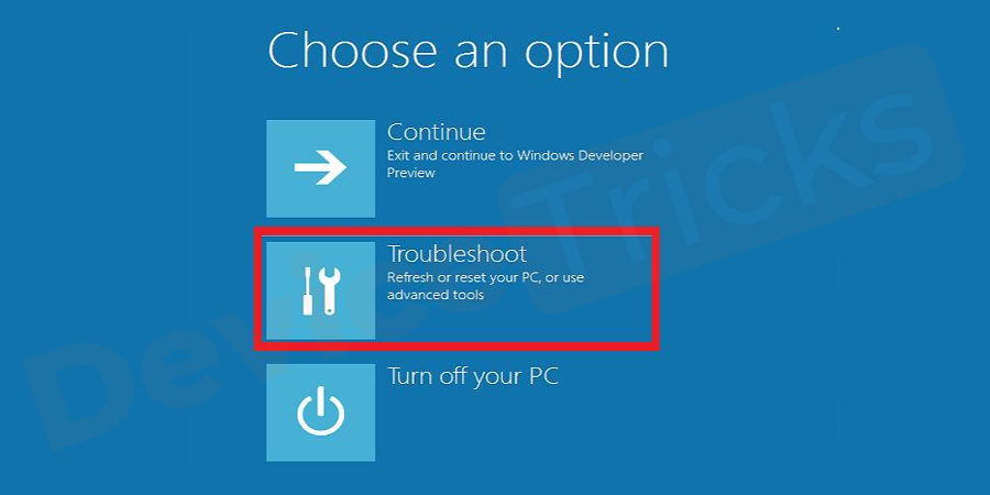 After that, click Troubleshoot.