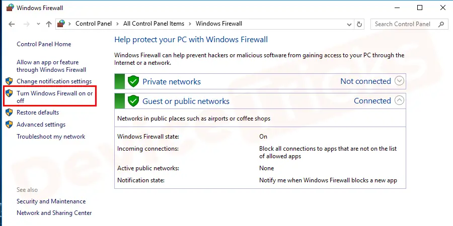 Go to the Turn Windows Defender on or off option as shown in the picture.