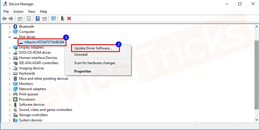 Right-click and select your device facing the error and run the update Wizard.