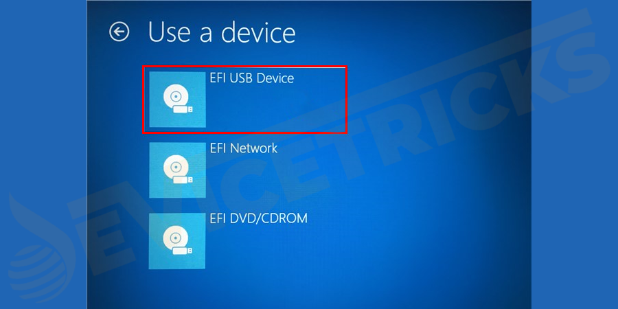 Once the contents are loaded select a USB device to access the keyboard.