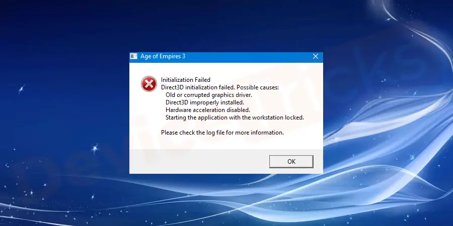 Various Error messages for Age of Empires III