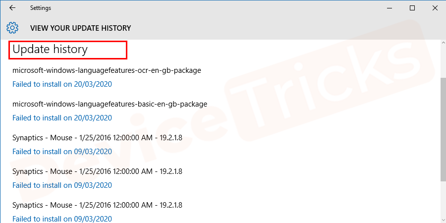 Here you can find out the specific device driver failing to update at the top.