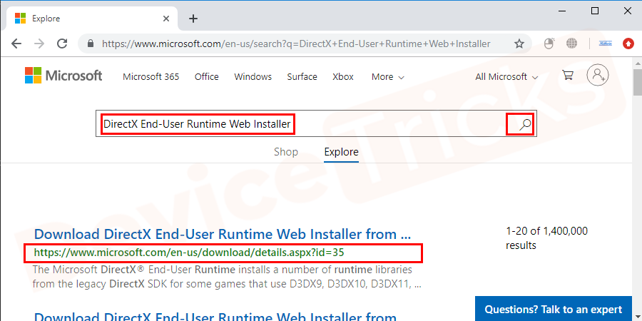 However, if you have not installed the DirectX Web Installer, then go to the official website of Microsoft and download it from there.