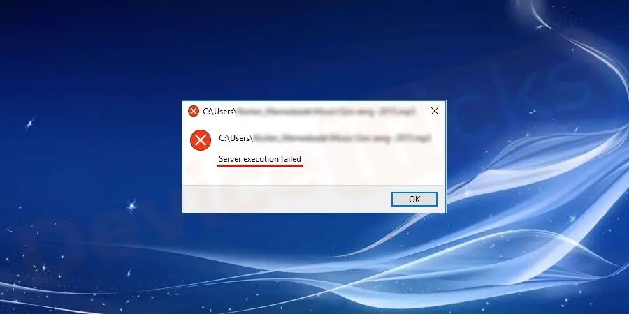 What does Windows Media Player error “Server execution failed” mean?