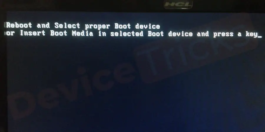 What does ‘reboot and select proper boot device’ error mean?