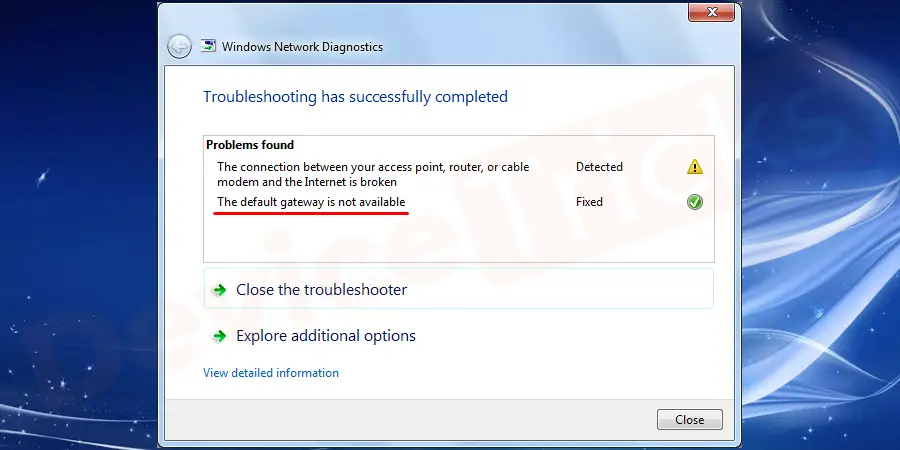 What is "The Default Gateway is Not Available" Error?