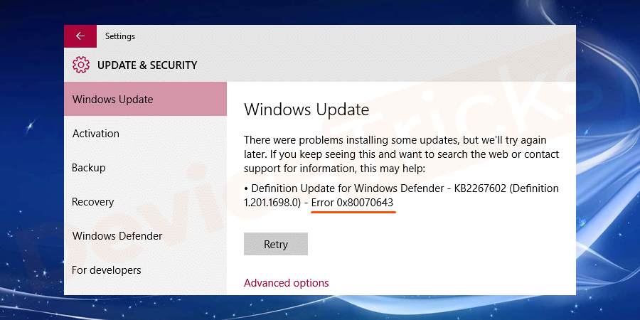 download error - 0x80070643