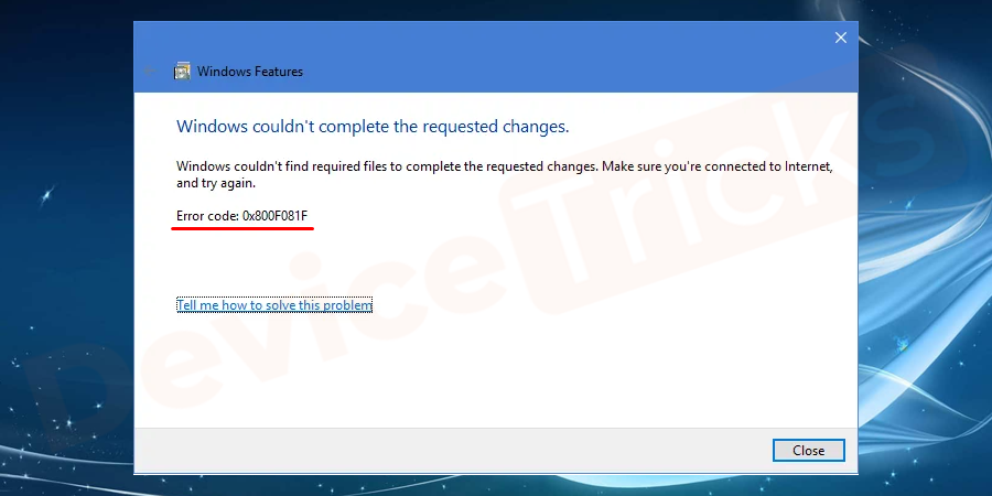 Why the .NET Framework 3.5 Installation Error Code 0x800F081F occurs?