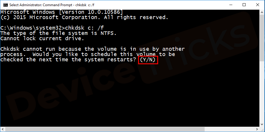 enter the Y letter to confirm the scan