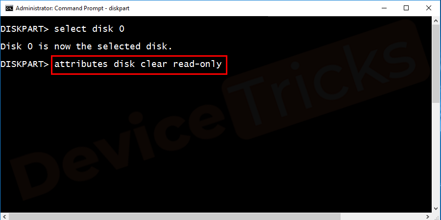 attributes disk clear read-only