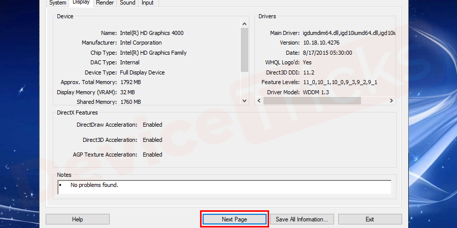   You need to choose the buttons next to DirectDraw to disable or enable.