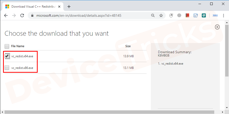 Next, you have to choose x86 (x32) or x64 version and click on the next button to start the download.