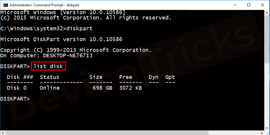 list disk