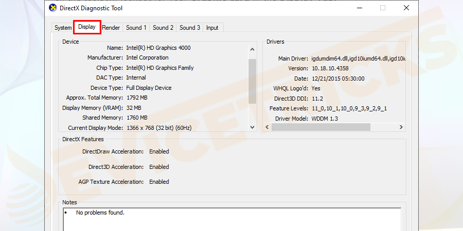 In the toolbox, lookout for your Graphic card in the Display Tab.