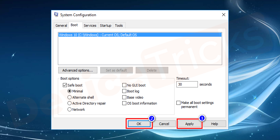 Next click on apply and later on the OK button to apply changes.