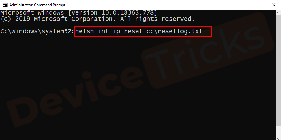 netsh int ip reset c:\resetlog.txt