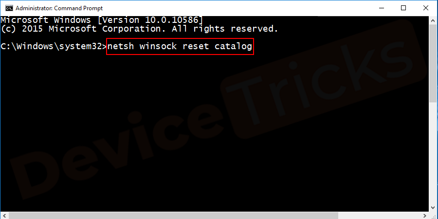 netsh winsock reset catalog