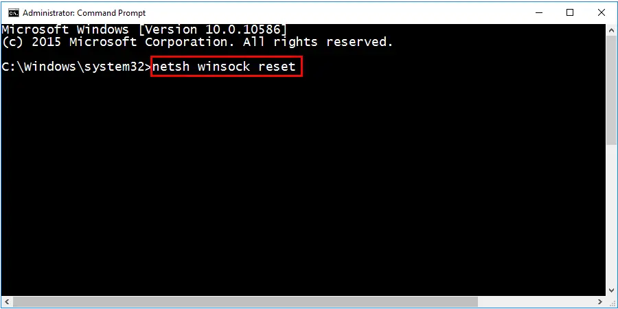 type netsh winsock reset and hit Enter to fix Windows File Explorer keeps crashing