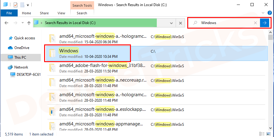 Now open the computer icon on your desktop and navigate to Local Disc: C and search for Windows folder.