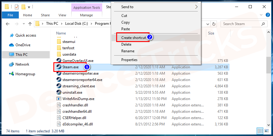 create a steam shortcut