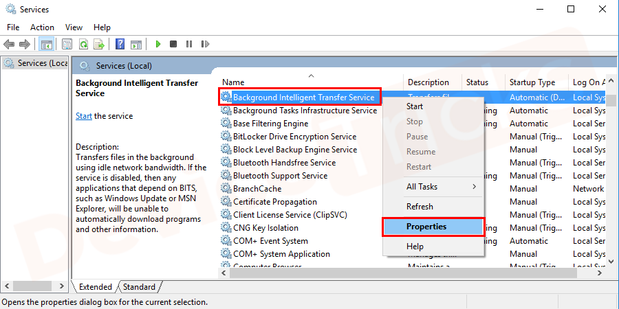 select Properties option