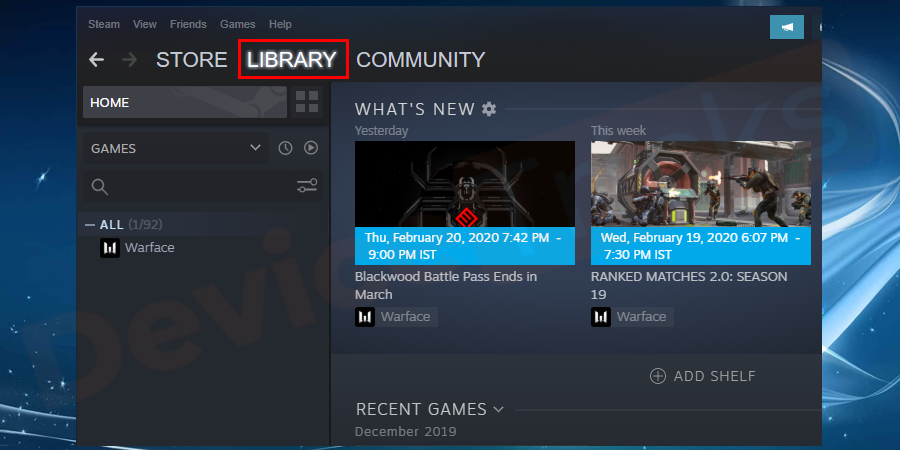 Click on the library from the menu option as shown in the figure.