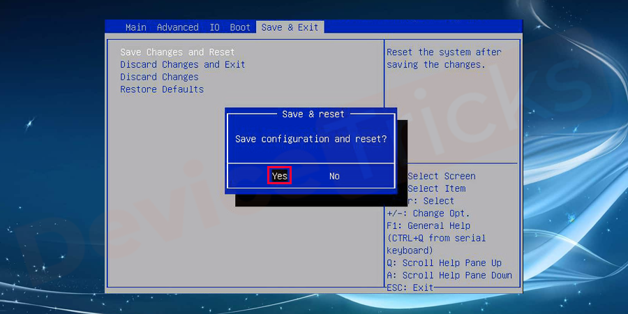 Next, save the changes and reboot system.