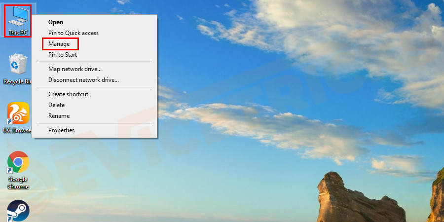 Hover your cursor to My Computer select the same and then right-click on it and from the featured options, select Manage.