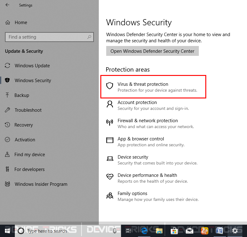 Virus and Threat protection