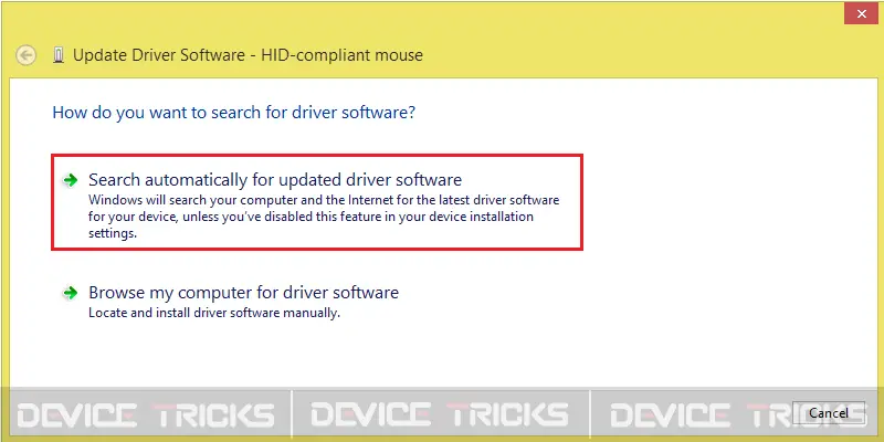 Cerca automaticamente il software del driver aggiornato