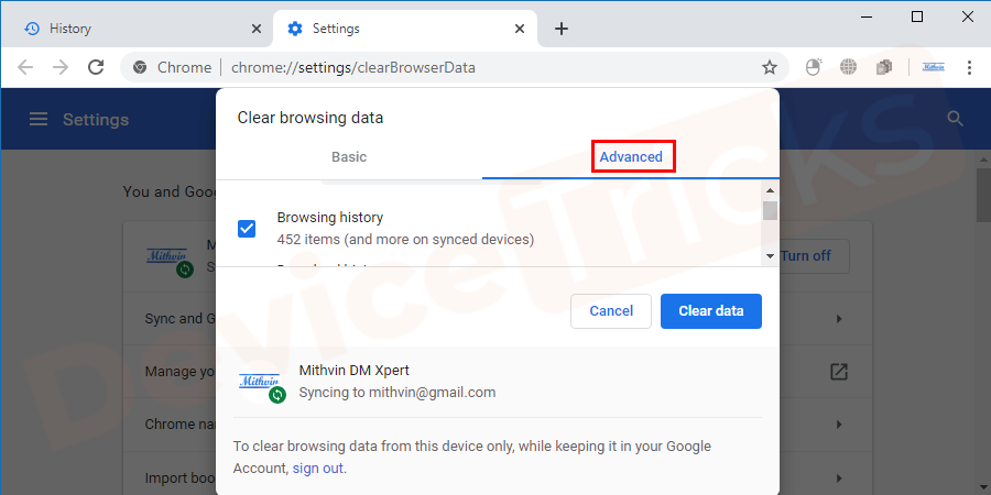 Go to the Advanced tab.