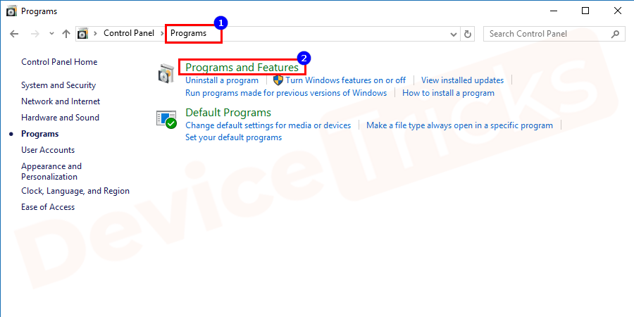 To uninstall Microsoft Silverlight plug-in, open the Control Panel and go to Programs and Features given inside the Programs category.