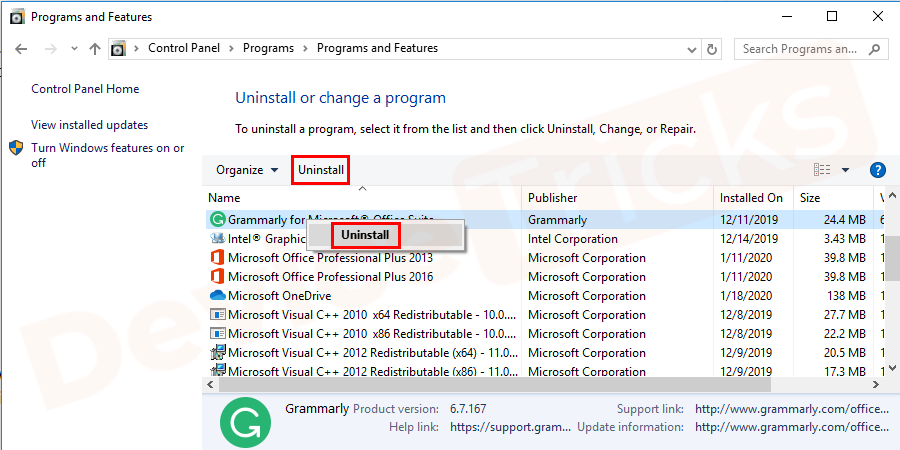 Soon, you will get the bunch of applications, select the one which you have recently installed and then right-click and choose to ‘’Uninstall’ the software from your system.
