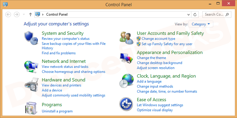 Go to the control panel. For Windows 10 select settings