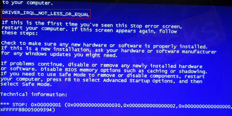 DRIVER_IRQL_NOT_LESS_OR_EQUAL