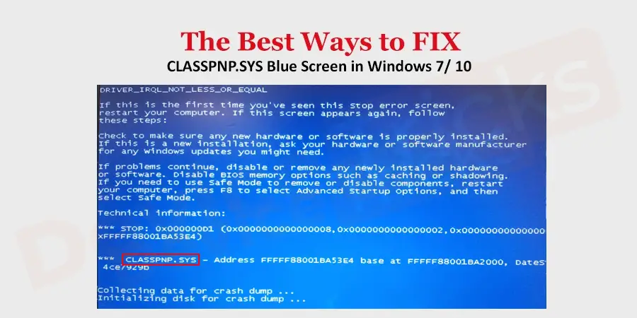 Fix classpnp.sys Blue Screen of Death Error in Windows 10