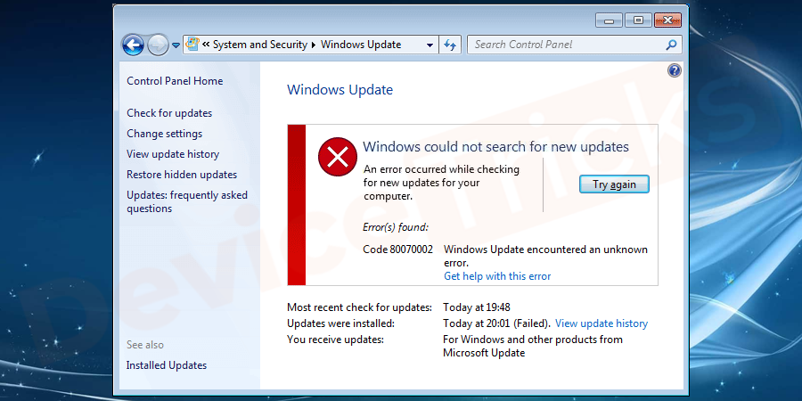 How to Fix Windows Update Error 0x80070002?