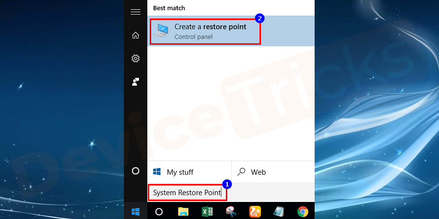 This is a unique feature provided by the Windows OS which reverts back the PC to the working condition. So, if you can log in to your computer and want to restore the system, then click on the ‘Start’ menu, type ‘System Restore’ in the search bar and hit ‘Enter’ key.