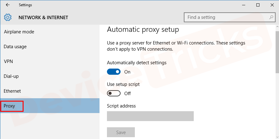 Now go to the Proxy tab.