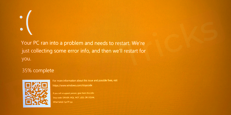 What does this Orange Screen of Death mean?