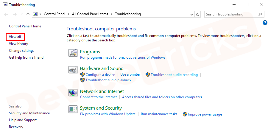 In the top left corner click on "View All".