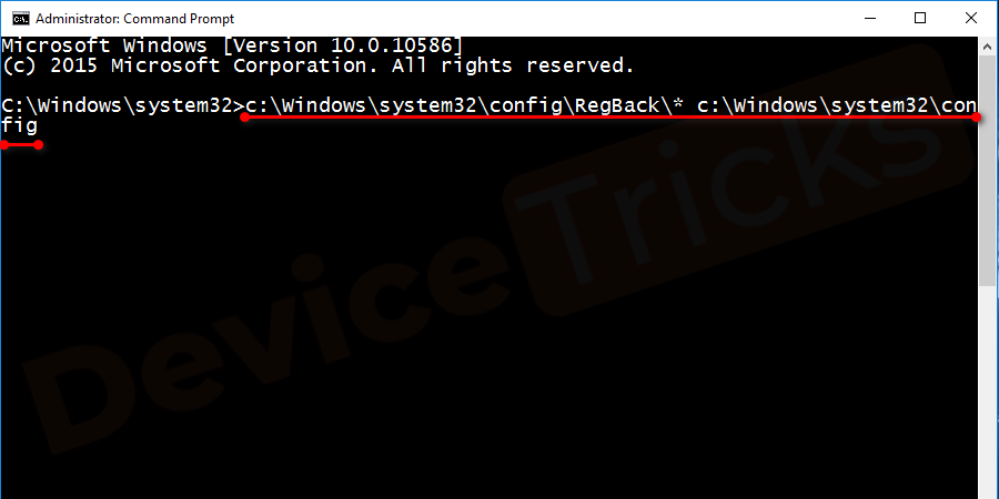 c:\Windows\system32\config\RegBack\* c:\Windows\system32\config