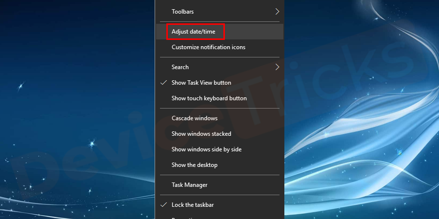 Steps to update the date and time on your Windows computer.