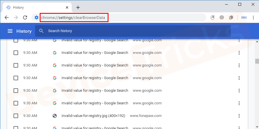 Note: You can copy and paste this URL (chrome://settings/clearBrowserData) to directly open the browsing history panel in google chrome.