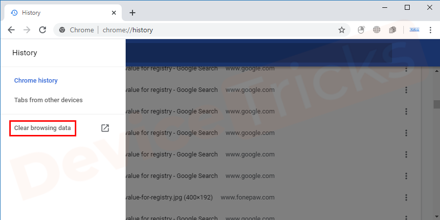 Search for the option Clear Browsing Data.