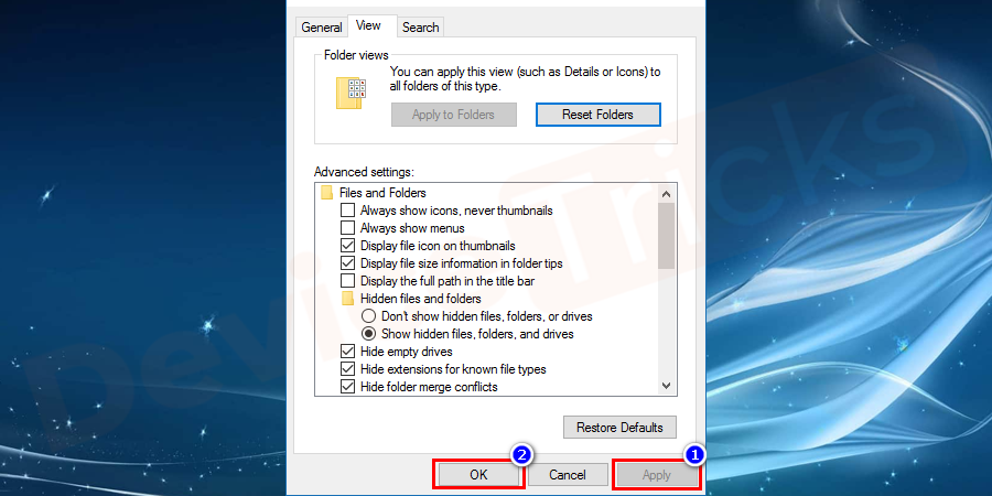 After completing the above task, click on the ‘Apply’ button and further click on the ‘OK’ button.