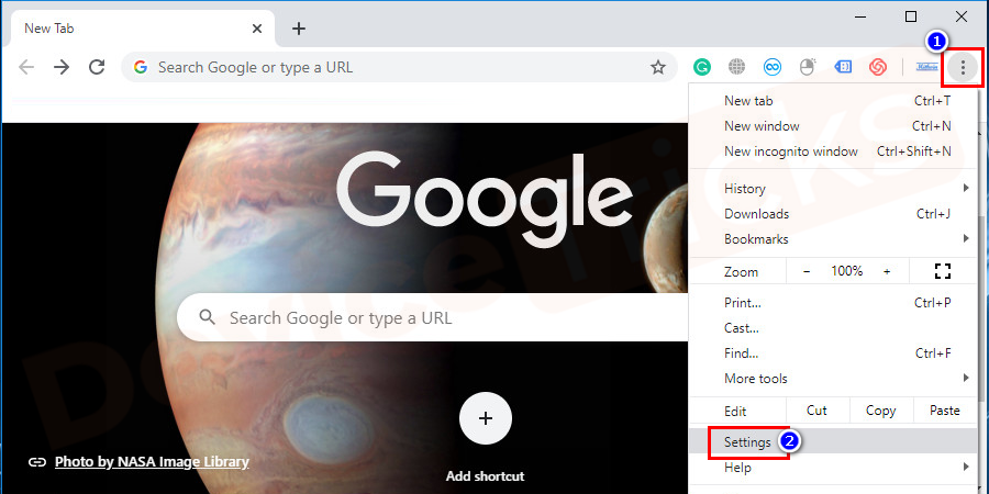 Launch your browser and go to the Settings.