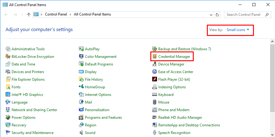 Delete all existing Windows Credentials to fix the Error code: 0x80070035